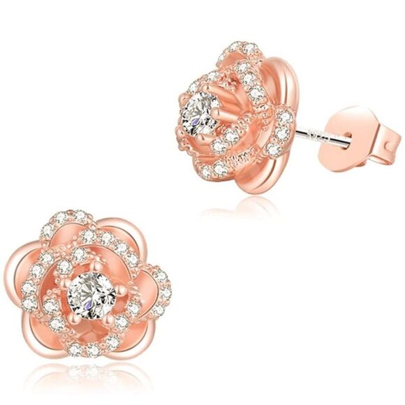 Disney Jewelry - Diamond Beauty and the Beast Enchanted Rose Earrings